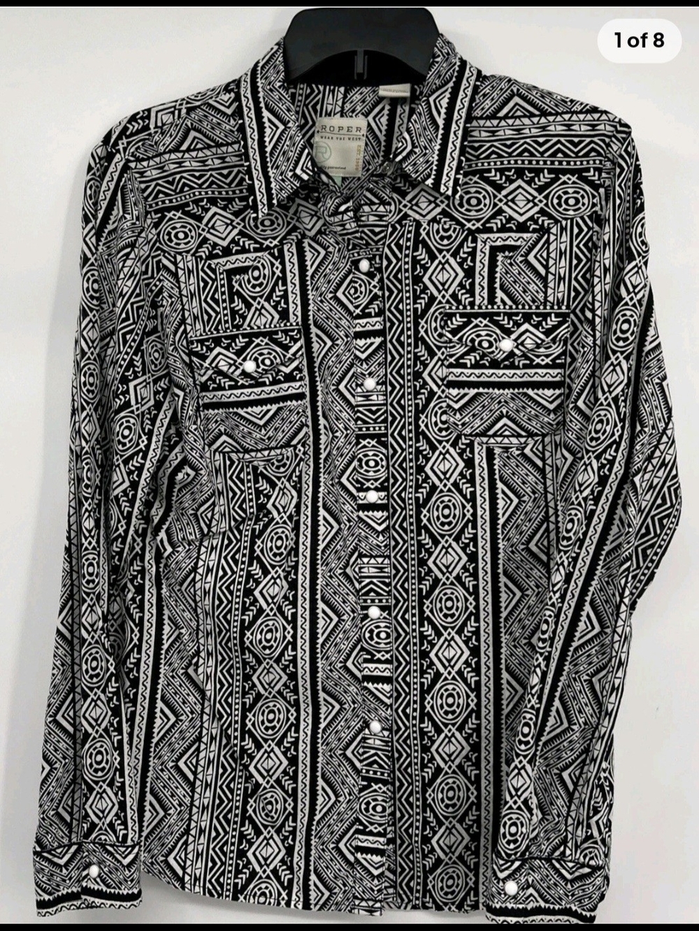 Roper Black & White Geometric Button-Up Womens Shirt
